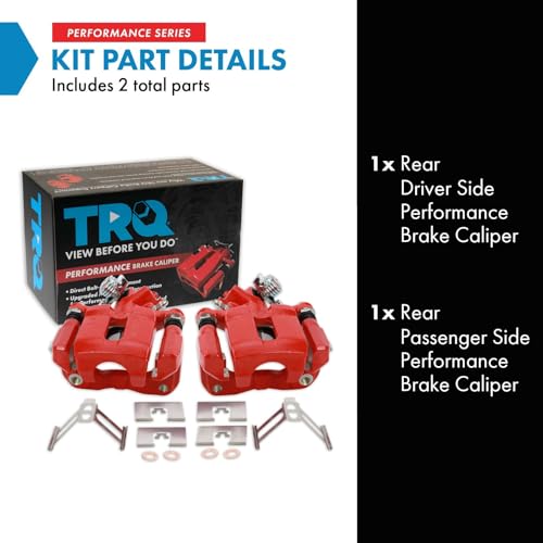 Image of TRQ Performance Rear Driver and Passenger Side Brake Caliper Set Caliper Brackets Compatible with 06-15 Honda Civic 13-22 Acura ILX