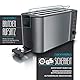 Arendo - Edelstahl Toaster Langschlitz 4 Scheiben, Defrost, wärmeisolierendes Gehäuse, mit integriertem Brötchenaufsatz, 1500W, Krümelschublade, Display, Cool Grey