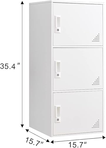 Miniatura 3 de Armario de almacenamiento de acero de 3 puertas, armarios de almacenamiento de oficina para empleados, gabinetes de metal verticales para el hogar,