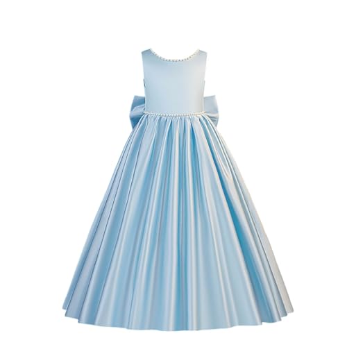 Robe de soirée en satin fille longue coupe cintrée fluide sans manches cérémonie