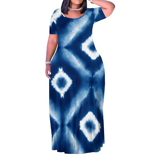 Image of Plus Size Maxi Dresses for Curvy Women T-Shirt Summer Sun Dresses Loose Fit