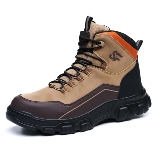 Image of Steel Toe Shoes for Men,Lightweight Work Shoes,Mens Indestructible Safety Boots,Puncture Proof Construction Steel Toe Sneaker.