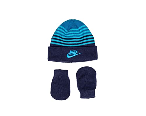 Nike Infant Beanie & Mittens 2-Piece Set - Blue Void - Infants (One Size Fits All)