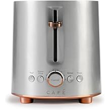 Cafe Express Finish 2-Slice Toaster | Extra-Wide Slots, Extra Lift for Waffles, Pastries, Texas Toast & More | 4 Pre-Set Functions, 8 Shade Options | Countertop Kitchen Essentials | Stainless Steel