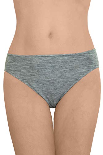 Womens Thermal Panties Briefs: Moisture Wicking Merino Wool Silk (EU 46-48 | Large, Grey Melange)
