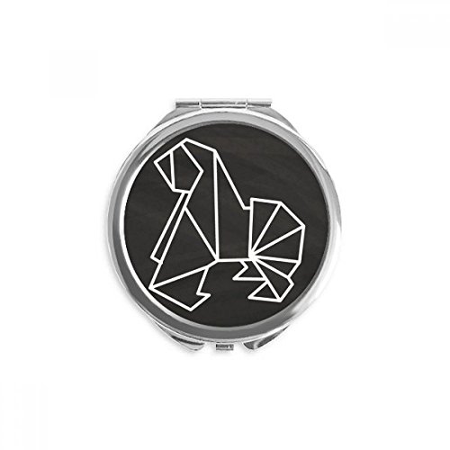 Miroir rond origami dog compact fait main avec surface haute définition pour sac de voyage