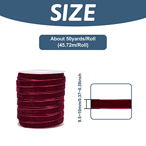 PandaHall 50 Yards Single Face Velvet Ribbon 3/8 Inch 10mm Velvet Ribbon Spool for Gift Wrapping Hair Bow Clip Sewing Wedding Decoration(Medium Violet Red) - Image 3