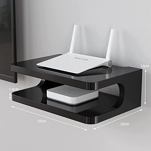 Moderno supporto da parete per console TV e router WiFi, mensola funzionale per lettori DVD, decoder via cavo, router, telecomandi, console di gioco, elegante soggiorno