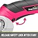 SnapFresh Cordless Electric Scissors- 4V Mini Cardboard Cutter for Boxes, Carpet, Paper – Rotary Cutter for DIY Projects, Safety Box Cutter with Battery & Type-C Cable(Hot Pink)
