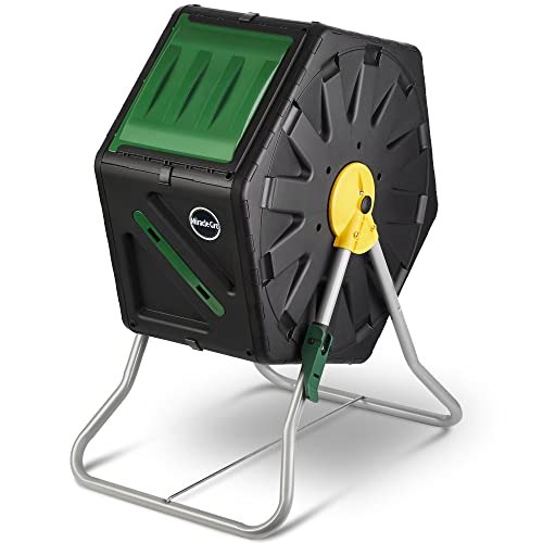 Miracle-Gro Compost Tumbler Single Chamber – Easy-Turn Composter Tumbler Outdoor for Fast Composting – Heavy-Duty Composting Bin with 1 Sliding Door (18.5 Gallon / 70 Liter)