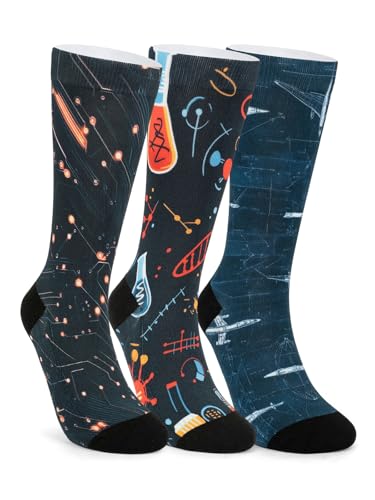 Image of Novelty Crew Socks for Unisex Wild Side with These Eye-Popping Prints 3 Pairs One Size