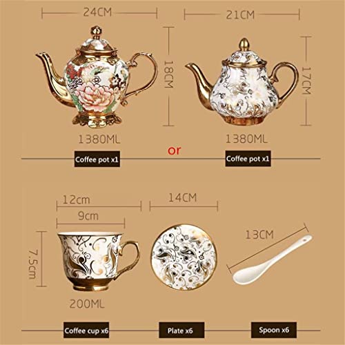 Havefun Kettle Teapot Teapot Ceramic Gold Pattern Teapot And Cup Set Tray Spoon Porcelain Coffee Cup Teapot Teapot (Color : A, Size #TOP2