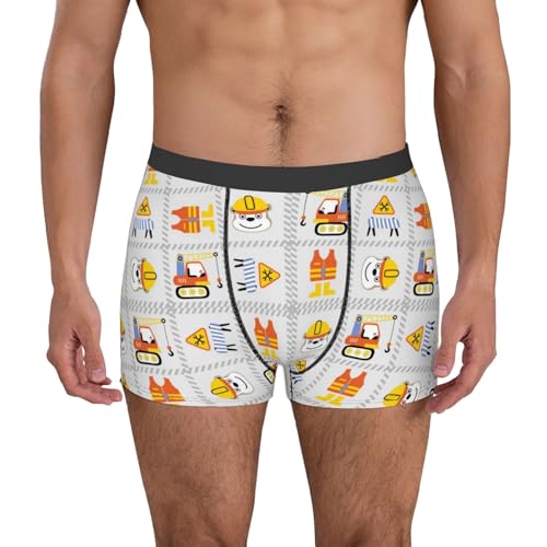 Kuilepa Construction Equipments Worker Print Boxer Briefs For Men Breathable