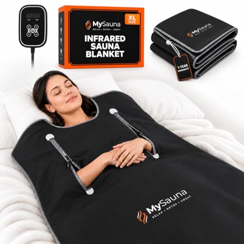 MySauna XL Infrared Sauna Blanket | Fits Him & Her | Fast Sweat, Sauna Bag Reaches 176°F | At-Home Sauna Blanket for Detox & Relaxation | Size 6.2 x 3 ft | Includes Carry Bag & Upgraded Control Panel