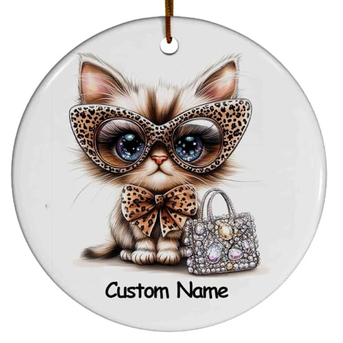 Indian Jungle Cat Ornament with Name, Christmas Gift