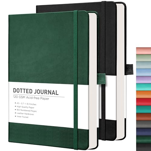 RETTACY Dotted Journal Notebook, 2-Pack, 160 Numbered Pages...