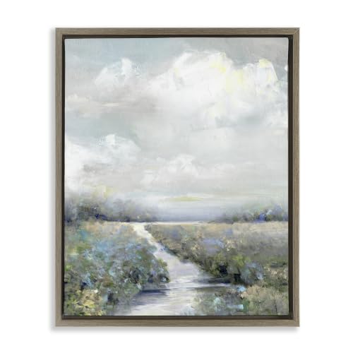 Tranquil Flower Meadow Path, 16 x 20 Inch Canvas in Floater Frame