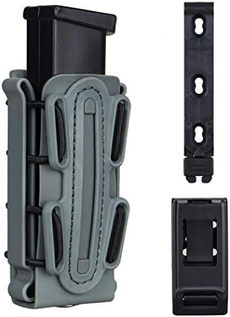 IDOGEAR Mag Pouch Pistol Magazine Pouches 9mm Softshell Adjustable Universal Mag Carrier .40 S&W .45 ACP with Belt&MOLLE Clips (Wolf Gray)