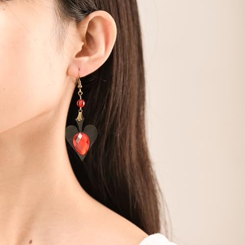 RareLove Vintage Lolita Red Rhinestone Heart Dangle Earrings3