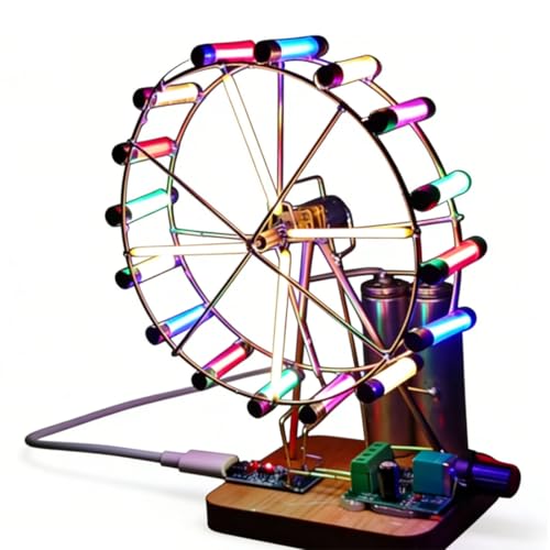 Rotating Ferris Wheel with Led Lights, Hands-On Soldering Practice Kit Building Model, Ideal Desktop Display & Gift for Experiment Beginners and Enthusiasts