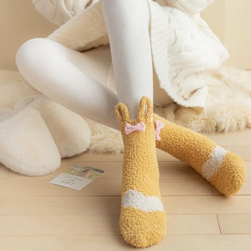 Image of Violet Mist Women Funny Fuzzy Bunny Socks Cute Rabbit Fluffy Non-slip Grip Socks Warm Slipper Sock Easter Gifts Girls