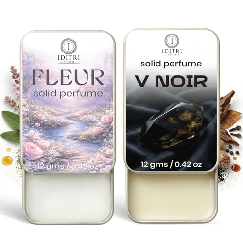 Image of Solid Perfume |V Noir&Fleur Alcohol Free Wax Perfume Balm, Long Lasting | Pocket Tin 12g, Pack Of 2| Non Greasy Smooth Glide, Travel Friendly Men And Women