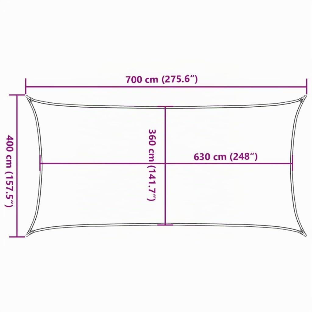 vidaXL Vela Parasole 160 g/m² Rettangolare Grigio Chiaro 4x7 m in HDPE, vela ombreggiante, ombra da patio, tettoia ombreggiante, vela da giardino