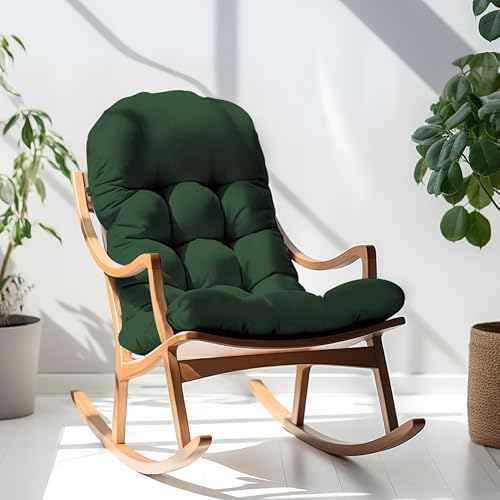 Image of Adirondack Chair Cushion, Rocking Chair Cushion 44x19.4x4 inch, High Back Patio Cushions of Upper and Lower with Ties, Sunscreen and Fade-Resistant (Dark Green, 1)