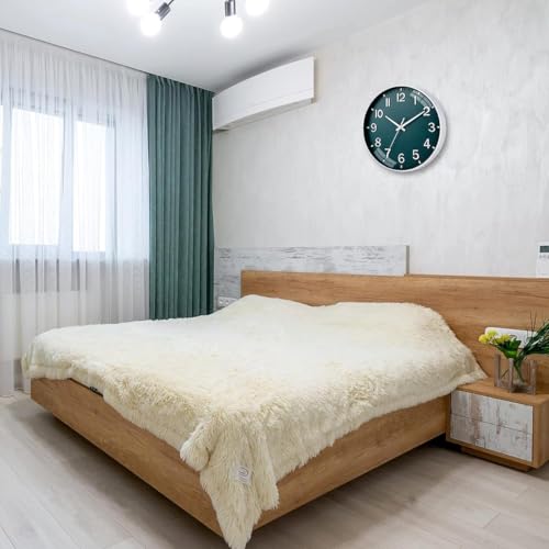 Image of Rylan Plastic Wall Clock 12 inch Silent Quartz Decorative Wall Clock Non-Ticking Classic Clock Battery Operated Round Easy to Read for Room /Home /Kitchen /Bedroom /Office /School(Green) - Analog