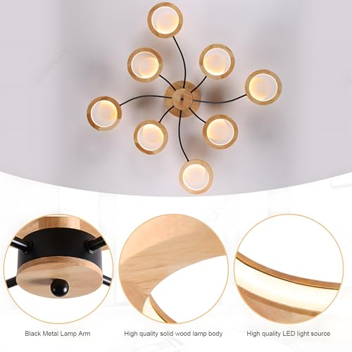 Lustre LED salon avec télécommande et bras noir style moderne