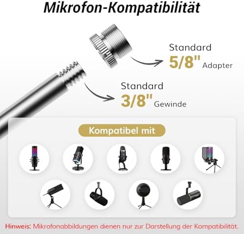 Bild 1 - Blue Yeti Mikrofonarm Boom Arm Mikrofon Ständer, TONOR einstellbarer Mikro Mic Microphone Stand mit Extragroßer Popschutz 3/8" bis 5/8" Adapter mit hoher Kompatibilität, T10
