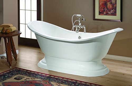 Cheviot 2151-WC-8 Products Regency Bathtub Custom Cast Iron Pedestal Base 8" Drilling, 29" x 61" x 31", White