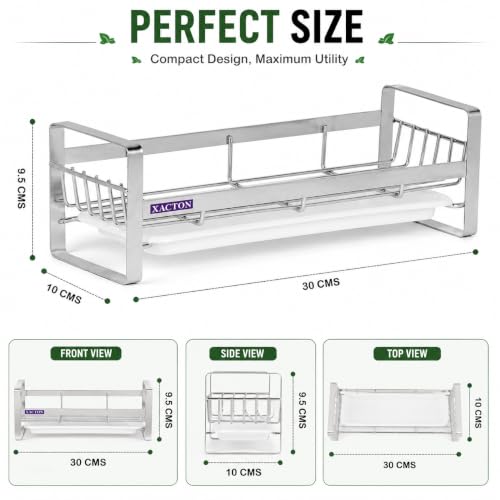 Image of Xacton Extra Large Sink Organizer, 30x9.5x9.5cm kitchen Sink Organiser soap stand for kitchen| Stainless Steel sink Caddy Dish Wash Holder Basin Organizer Kitchen Accessories