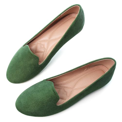 Image of Dear Time Women's Casual Loafers Flats Comfortable Round Toe Dress Shoes Slip On Ballet Flats for Women Work Office Shoes