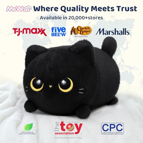 Image of Mewaii Black Cat Plush Kawaii Plushies, Ultra-Soft Feel, 16 in