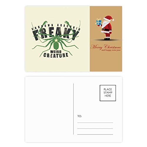 Cartes postales araignée verte Père Noël pour correspondance hiver