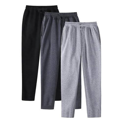 3Pack Baggy Sweatpants Men Wide Leg Elastic Waist Workout Athletic Joggers Open Bottom Casual Trousers with Pockets3