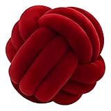 KEBAIHUA Knot Ball Pillows, Round Throw Pillow Cushion Home Decoration Soft Plush Pillow, Throw Knotted Ball Pillow Handmade Children Room Decoration Round Plush Toy Pillow (Dark Red,8.5'/22cm)