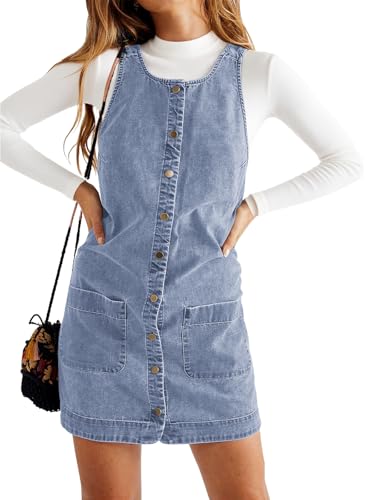Yousify Womens Casual Sleeveless Denim Dresses Button Down Summer Jean