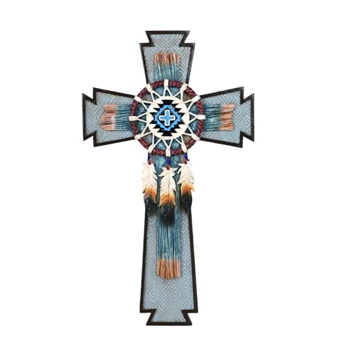 TALPGOD Dream Catcher Wall Cross with Feather for Southwestern Native American Decor,Western Wall Art Indian Decorations for Home,Dreamcatcher Native American Gifts Atrapasueños para Dormitorio