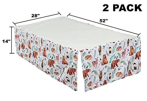 2 Pack Crib Bed Skirt Woodland 4 Sides Dust Ruffle For Baby Boys Girls Adjustable Standard Nursery Toddler Crib Bedding Skirts #TOP1
