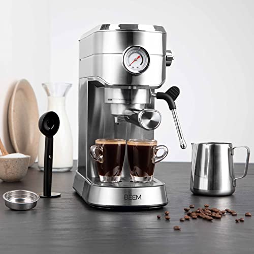 Foto von Beem Espresso Ultimate Siebträgermaschine aus Edelstahl in der Farbe Silber 20 bar, Maße: 31,2cm x 13,9cm x 30,4cm, 02032