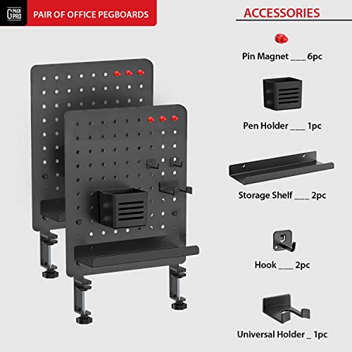 Image of SET OF X Clamp-on Pegboard, Standing Desk Accessories, Gaming & Office Desk Organizer, Privacy Panel, 16.5 x 12.5-inch, S2 Black