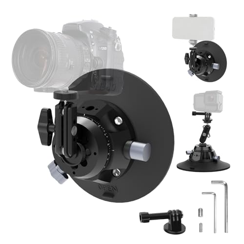 EMART Suction Cup Camera Mount with Adjustable Magic Arm, Metal 6' Suction Cup Mount Compatible with Camera, Action Cam, Phone, Universal 1/4'-3/8' Mount Holes for Windshield, Dash and Smooth Surface