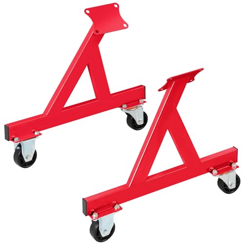 JY PERFORMANCE LS Engine Stand Cradle Rolling Storage Stand for GM Chevy V8 LSx Engines Heavy Duty Support for Engine & Transmission 3 Swivel Caster Wheels 12 Clearance Compact Design Red