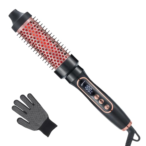 IGEAIIE Thermal Brush, Ionic Heated Hot Round Brush for Smoother, 38mm Barrel Hot Brushes with 5 Temperature Settings, Easy to Use Volumizer & Curling Tool, Dual Voltage, UK Plug