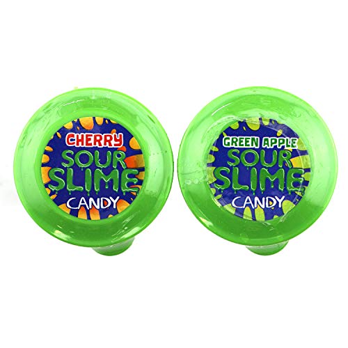 Sour Slime Liquid Candy (3 Pack Assorted) Cherry And Green Apple, Spoon Inside Lid. With 2 Gosutoys Stickers #TOP2