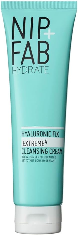 Nip + Fab Hyaluronic Acid Fix Extreme 4 Cleansing Cream, Gentle Cleanser, Face Wash, Anti-Aging and Hydrating for Dry/Sensitive Skin, Multicolor, 150ML
