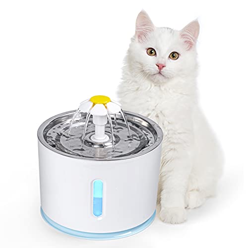 Leewakia 81oz Stainless Steel Cat Water Fountain - Perfect Pet Watering Station for Your Feline Friend