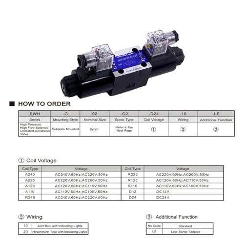 Vanne de commande hydraulique SWH-G02 distributeur tiroir solénoïde 24V C2 - 5
